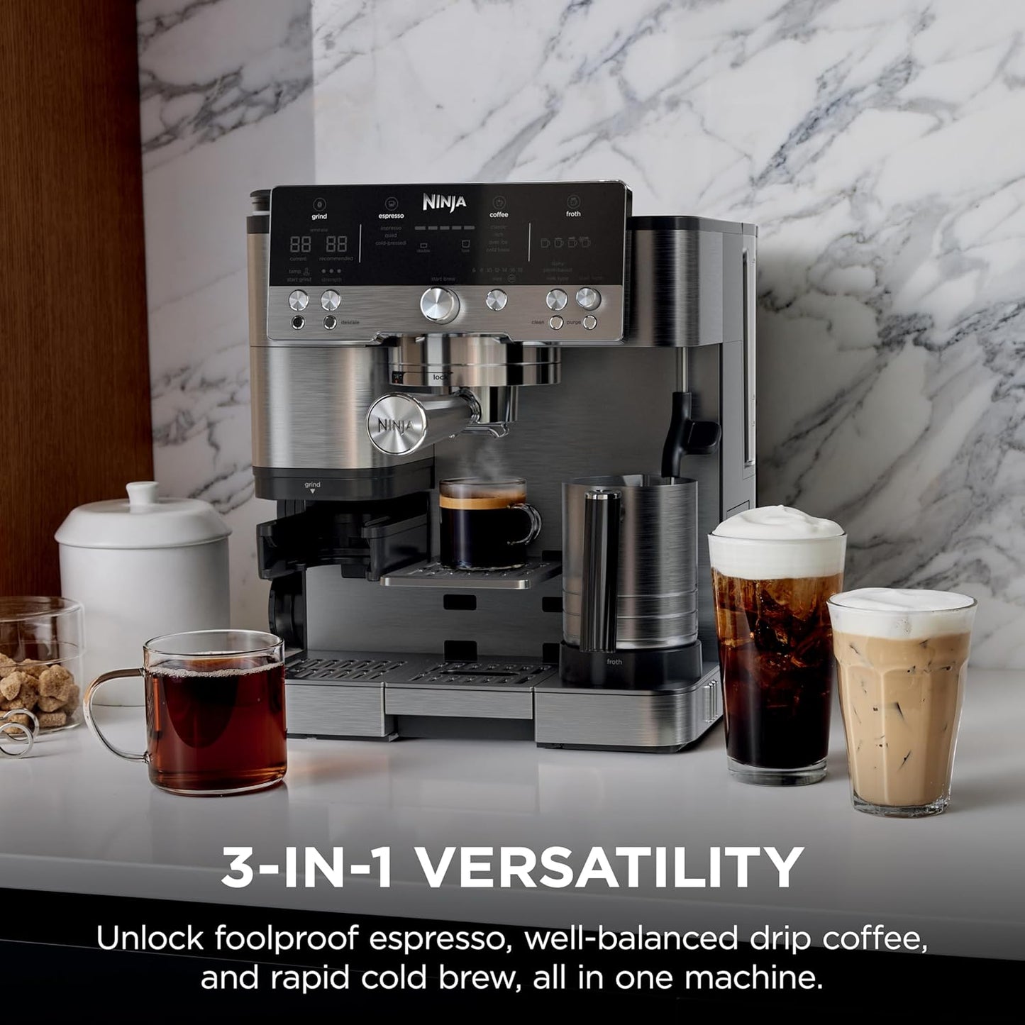 Ninja Luxe Café Premier 3-in-1 Espresso Machine, Drip Coffee, & Rapid Cold Brew