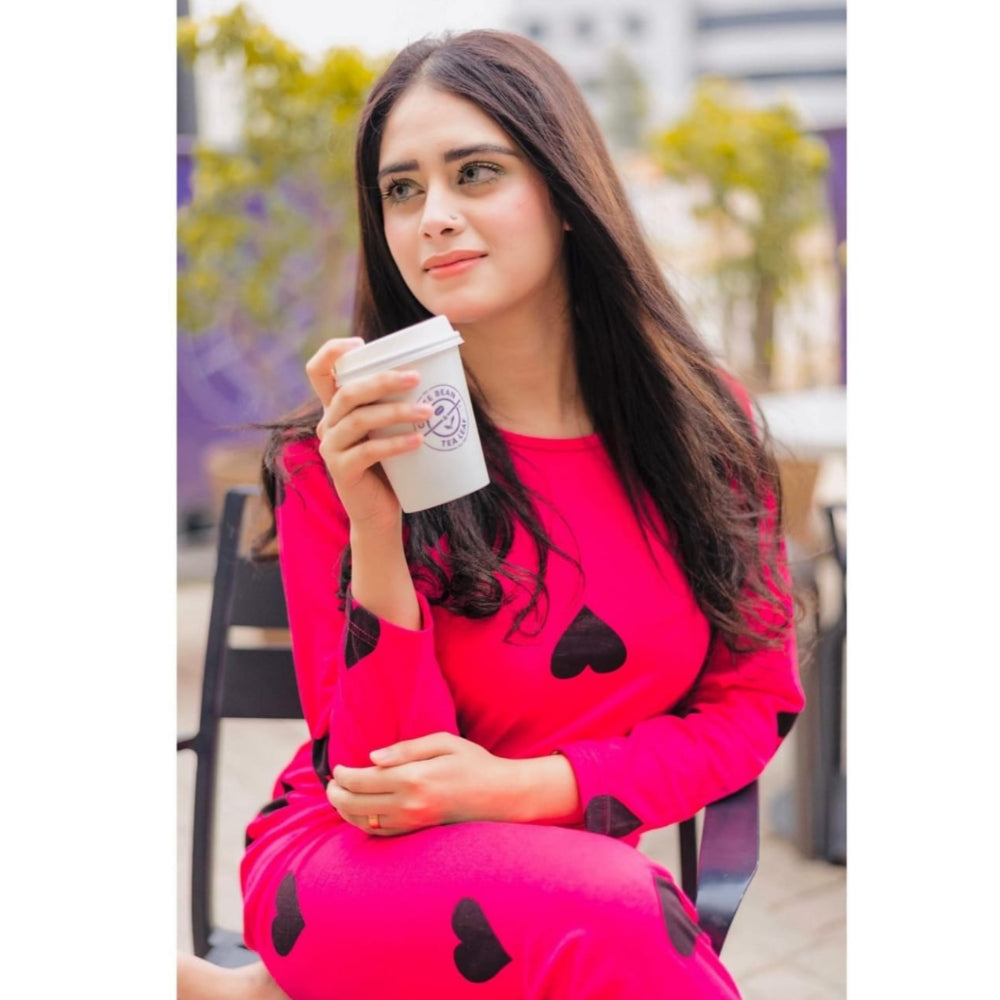 Night Suit Loungewear Comfortable Hearts Printed