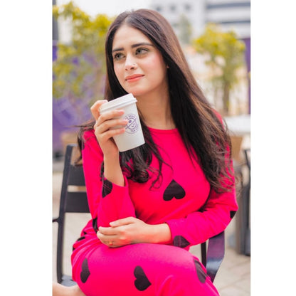 Night Suit Loungewear Comfortable Hearts Printed
