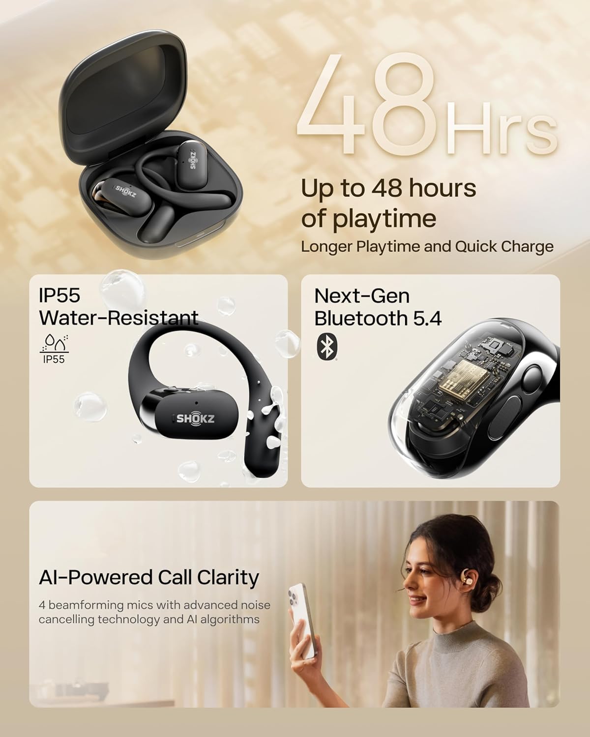 SHOKZ OpenFit 2 Open-Ear Headphones